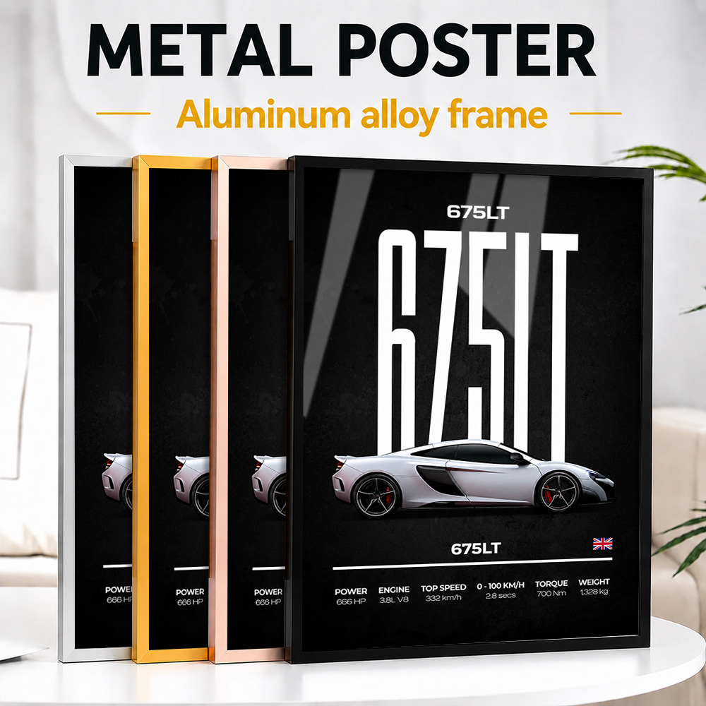 Car Mirror - Affiche murale en aluminium encadré pour