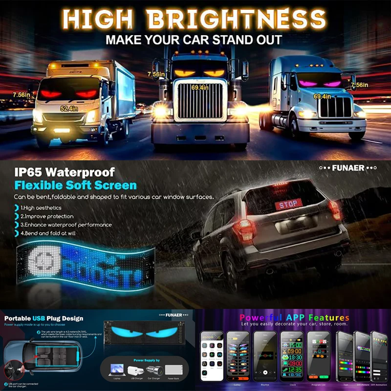 Affichage Led camion oeil voit - Car Led Light avis et prix